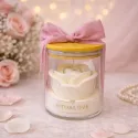 Świeca sojowa RÓŻA Biała w szkle prezent dla niej życzenia personalizacja handmade